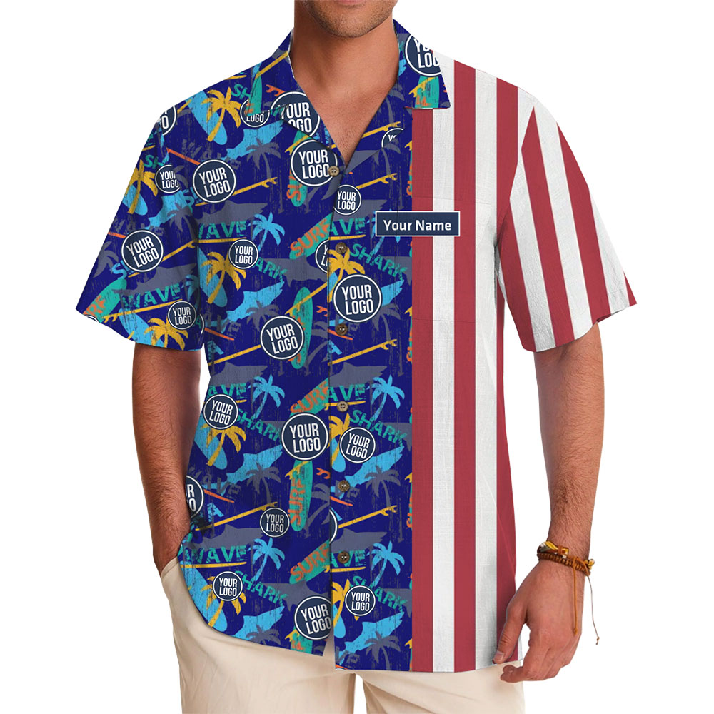 Patriotic-Themed Hawaiian Shirt with Personalized Branding Options - variant image 1
