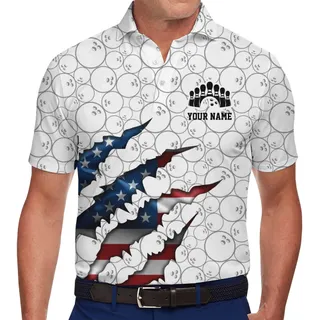 Custom Name Patriotic Bowling Polo Shirt