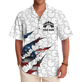 Custom Name Patriotic Bowling Hawaiian Shirt