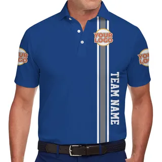 Team Spirit Polo Shirt with Custom Logo and Vertical Text