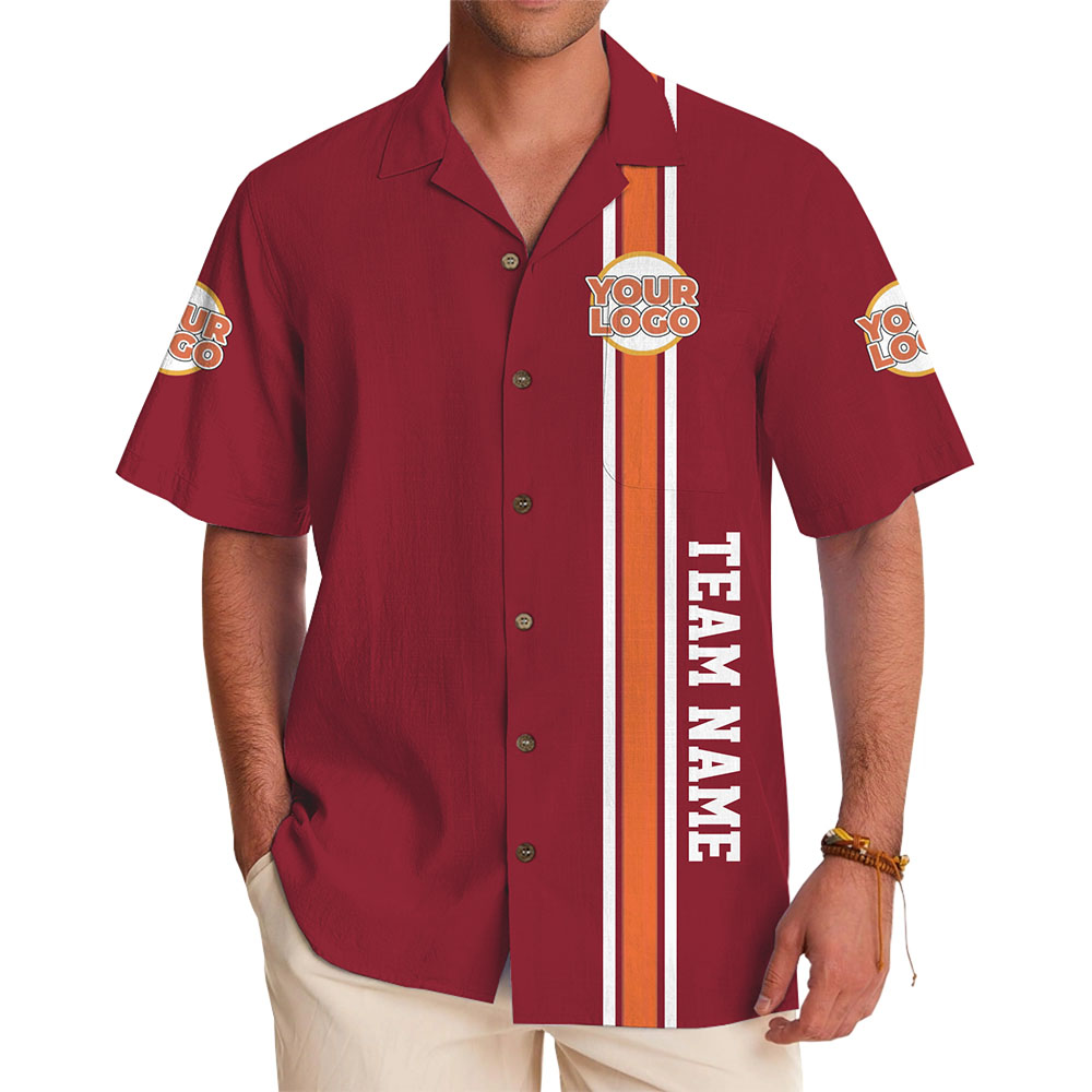 Custom Logo Hawaiian Shirt with Bold Stripe and Team Name - variant image 1