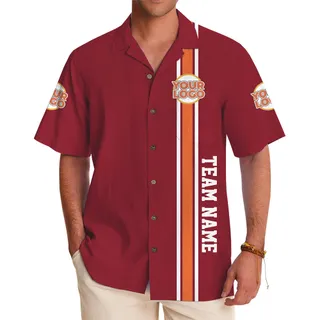 Custom Logo Hawaiian Shirt with Bold Stripe and Team Name