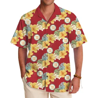 Custom Logo Hawaiian Shirt with Hibiscus Flower Pattern