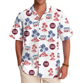 America Palm Breeze Custom Logo Hawaiian Shirt