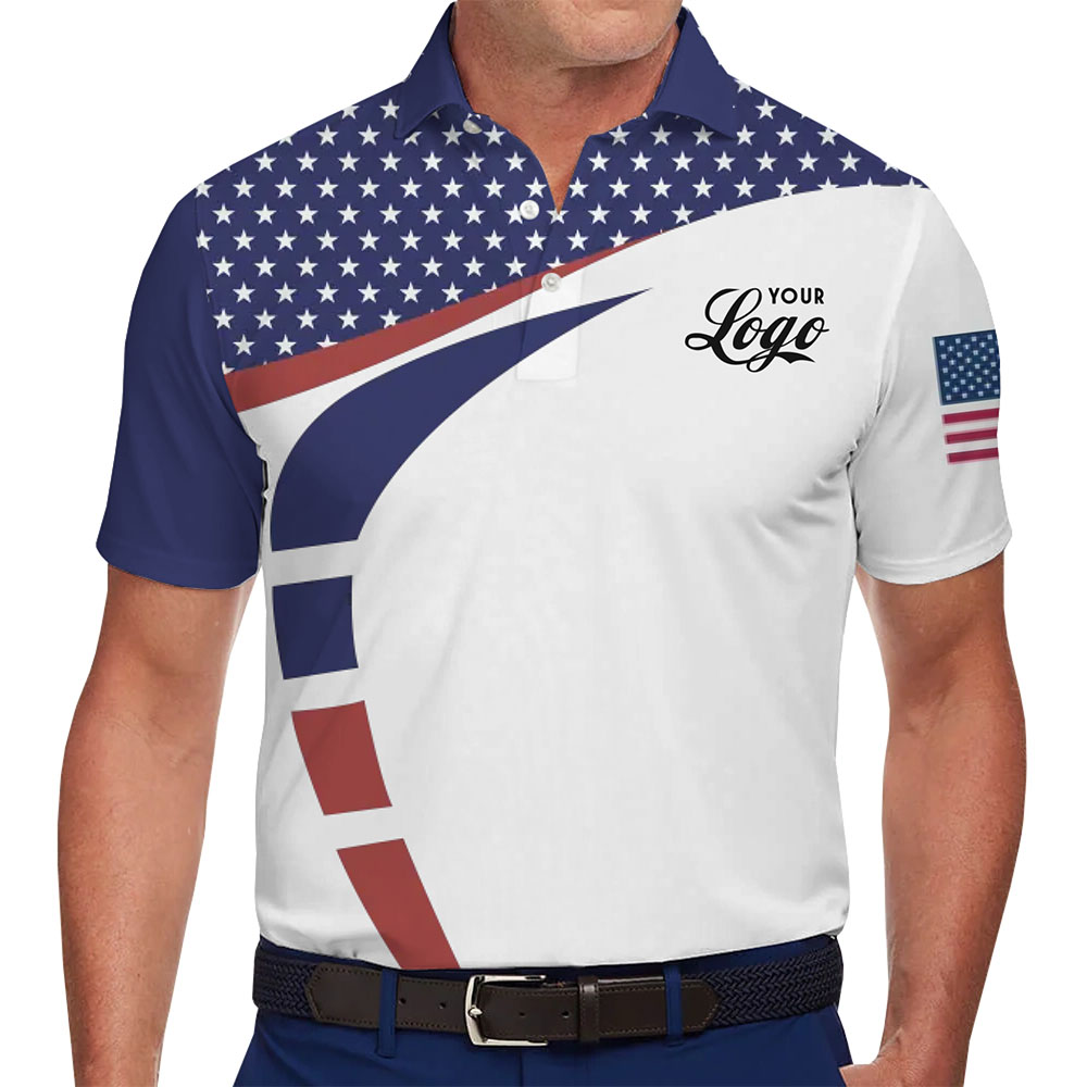 Unique American Flag Polo Shirt with Business Logo Customization - variant image 1