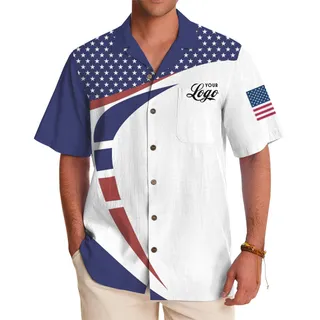 Custom American Flag Hawaiian Shirt with Logo For Team