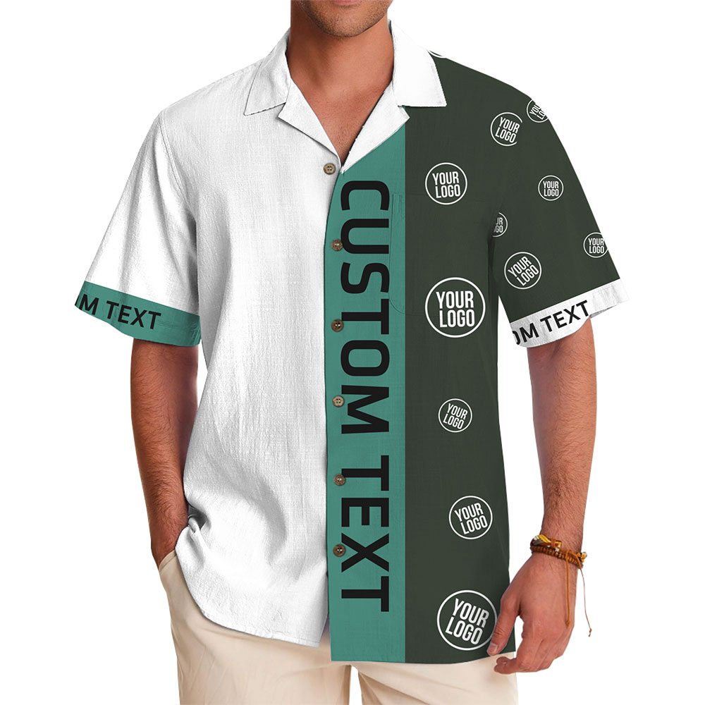 Minimalist Custom Text and Logo Shirt with Trendy Split Design - variant image 1