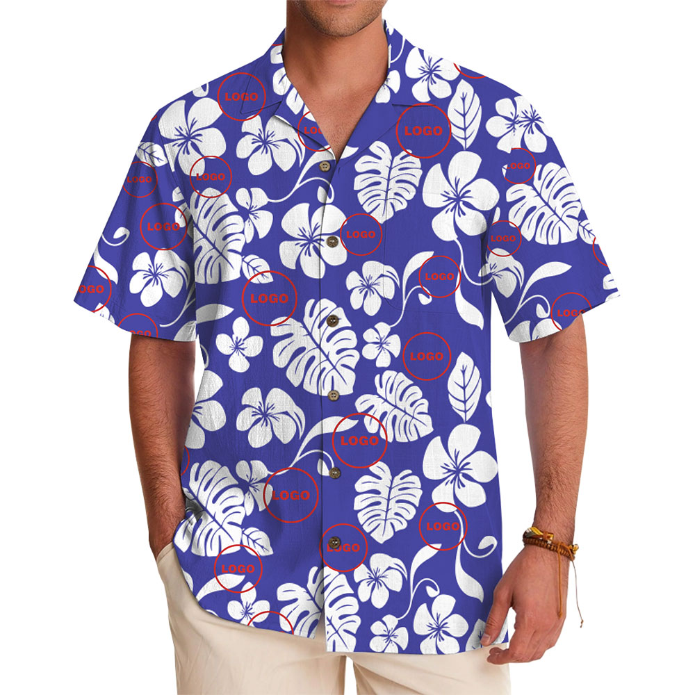 Stylish Custom Floral Button-Up Shirt with Logo Placement - variant image 1