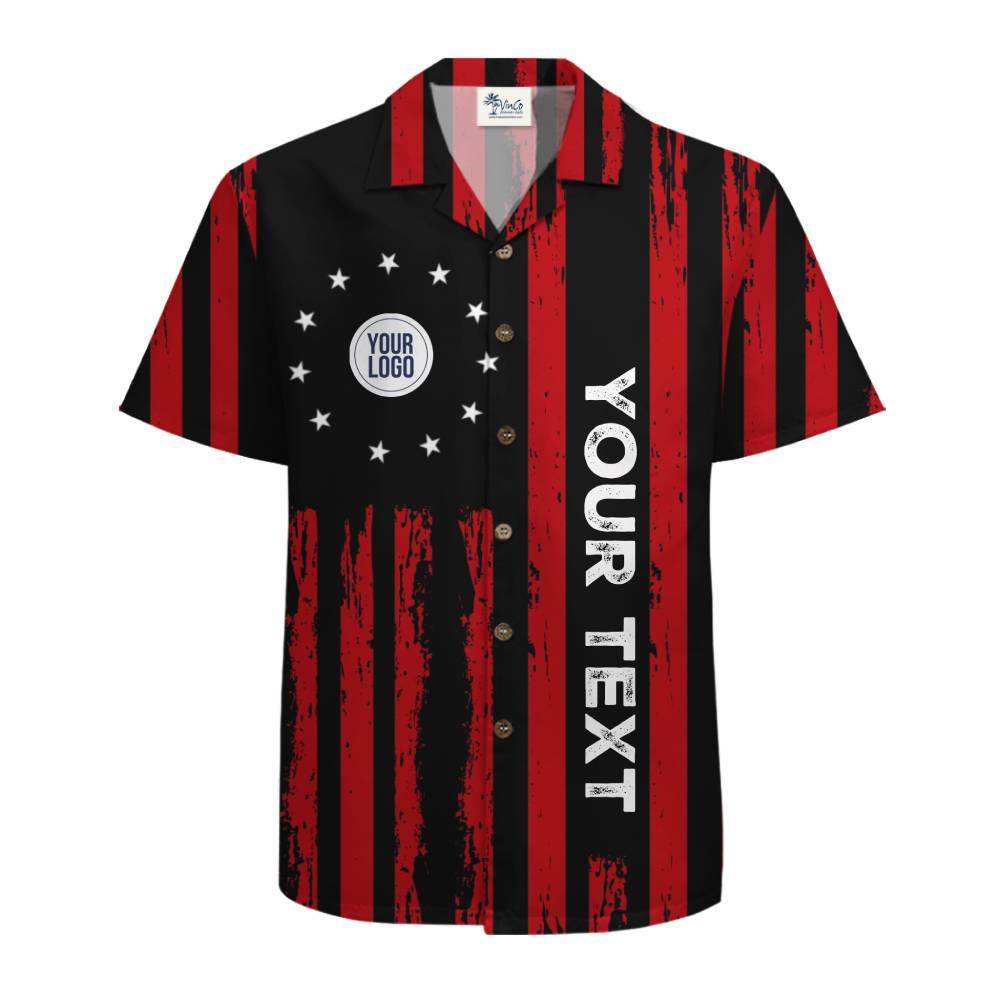 Custom Logo and Text Flag-Inspired Hawaiian Shirt for Teams