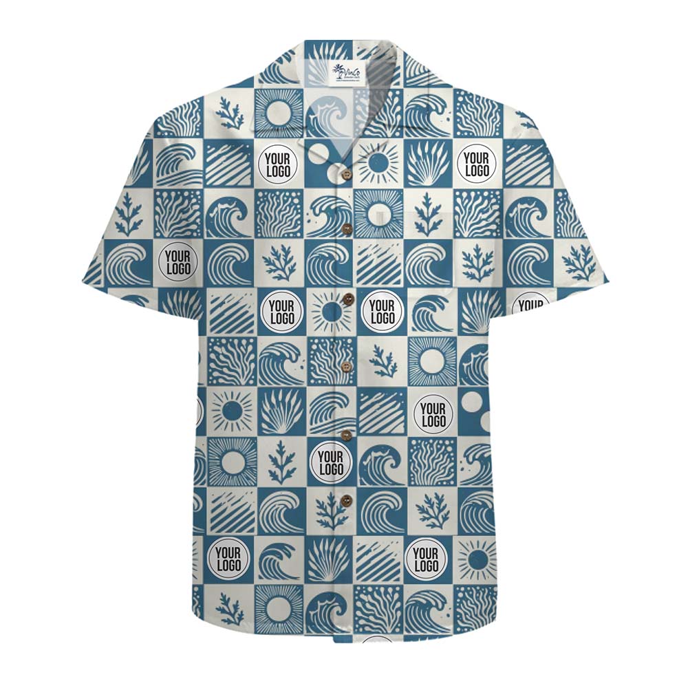 Ocean Emblem All Over Logo Hawaiian Shirt With Preview