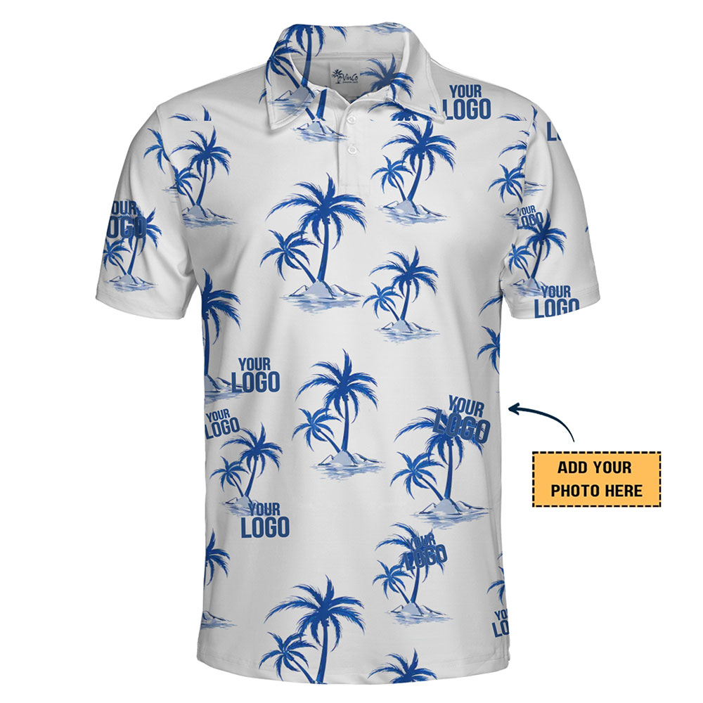 Personalized Tropical Polo Shirt with All-Over Palm Print