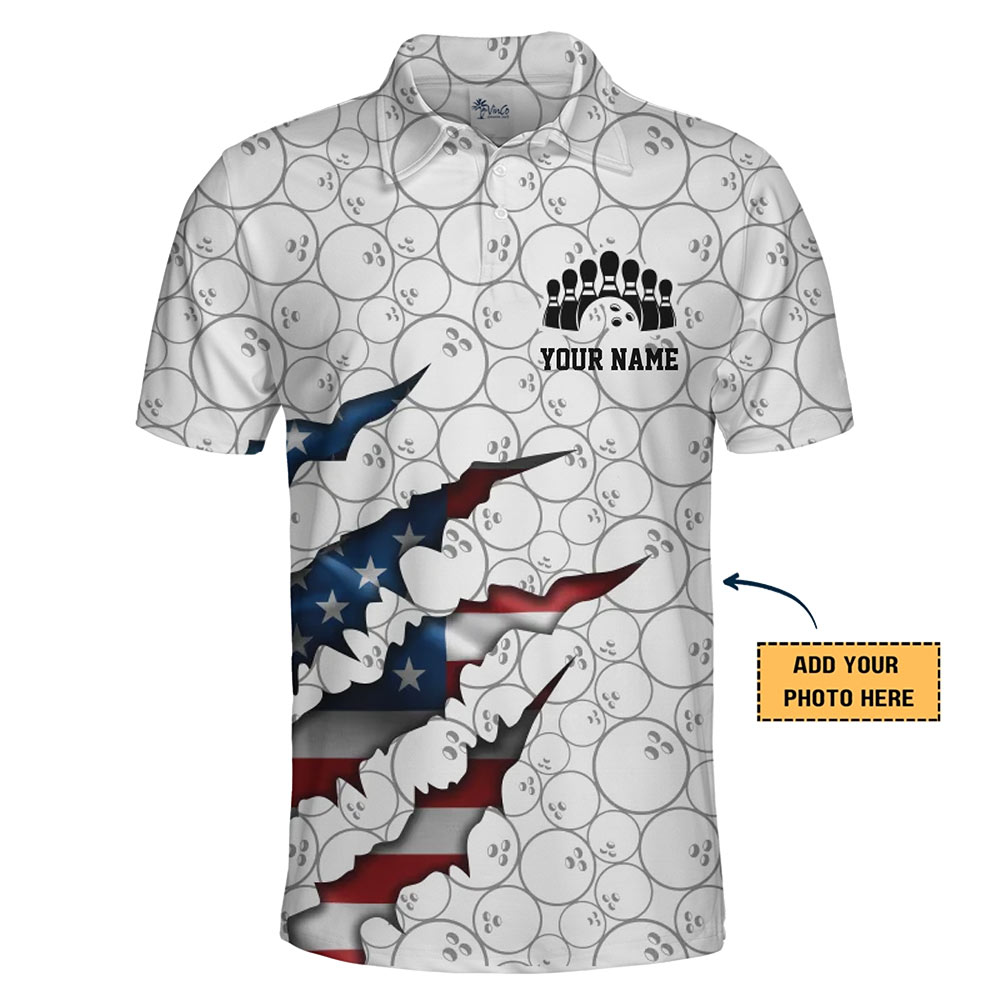 Custom Name Patriotic Bowling Polo Shirt