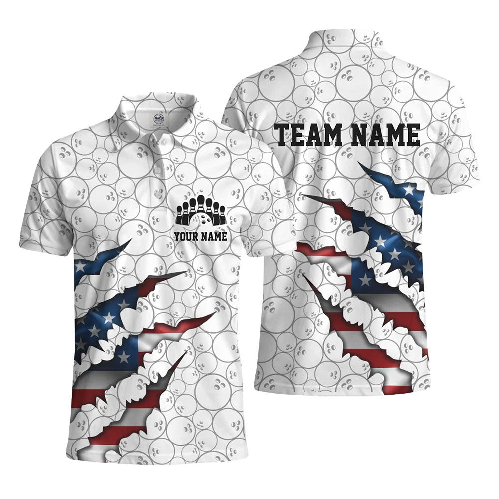 Custom Name Patriotic Bowling Polo Shirt