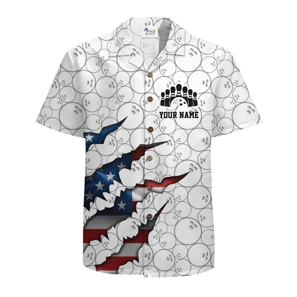 Custom Name Patriotic Bowling Hawaiian Shirt