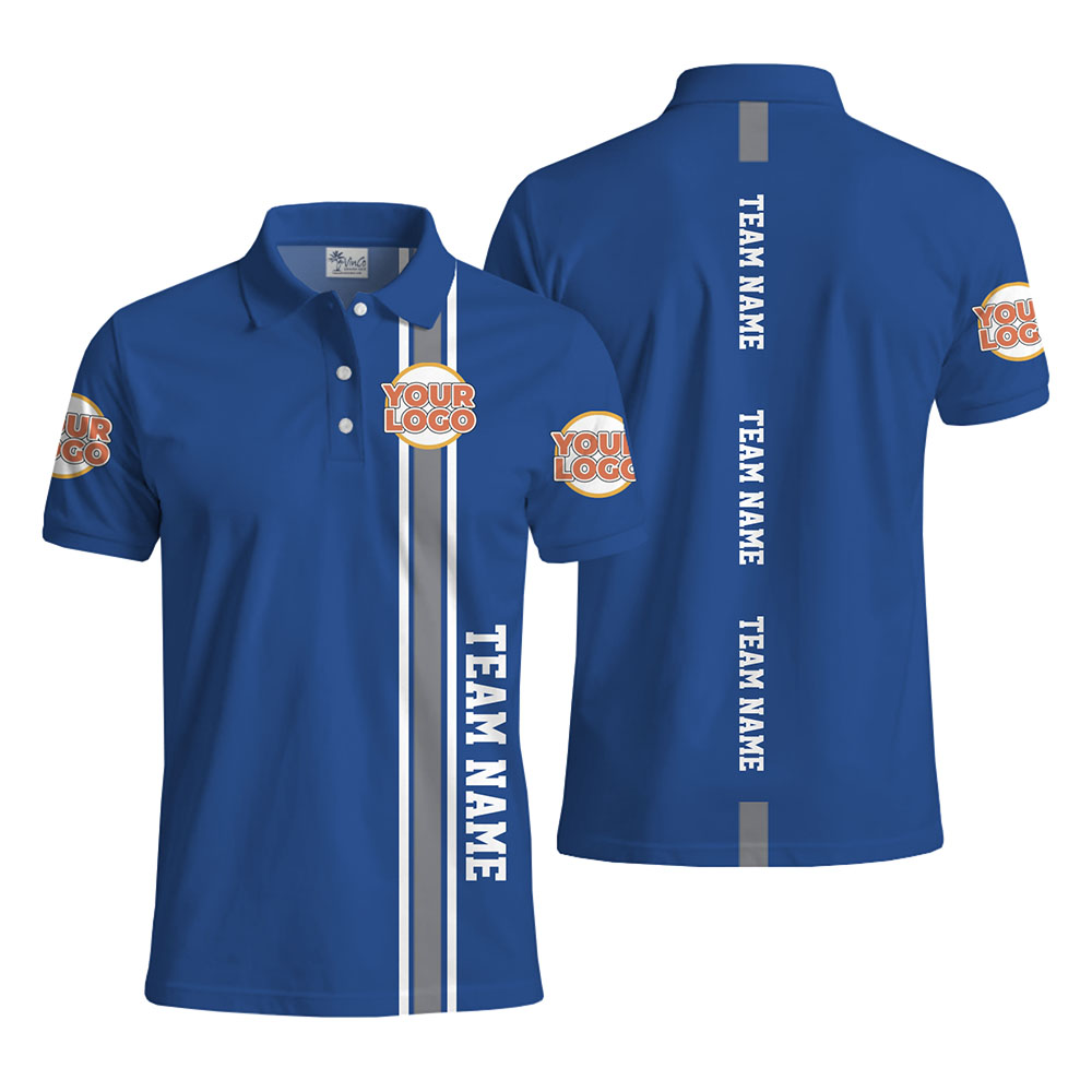 Team Spirit Polo Shirt with Custom Logo and Vertical Text