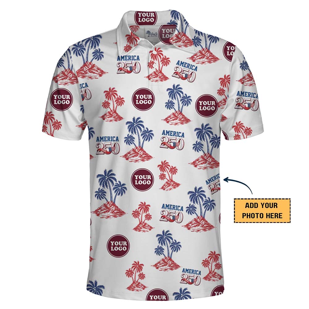 USA Pride Palm Tree Personalized Polo Shirt