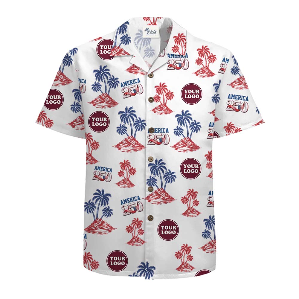 America Palm Breeze Custom Logo Hawaiian Shirt