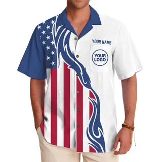 Independence Day Custom Logo And Name Hawaiian Shirt