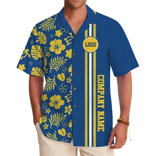 Custom Tropical Hawaiian Shirt with Company Name and Logo Design