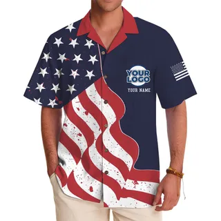 USA Spirit Custom Logo And Name Hawaiian Shirt