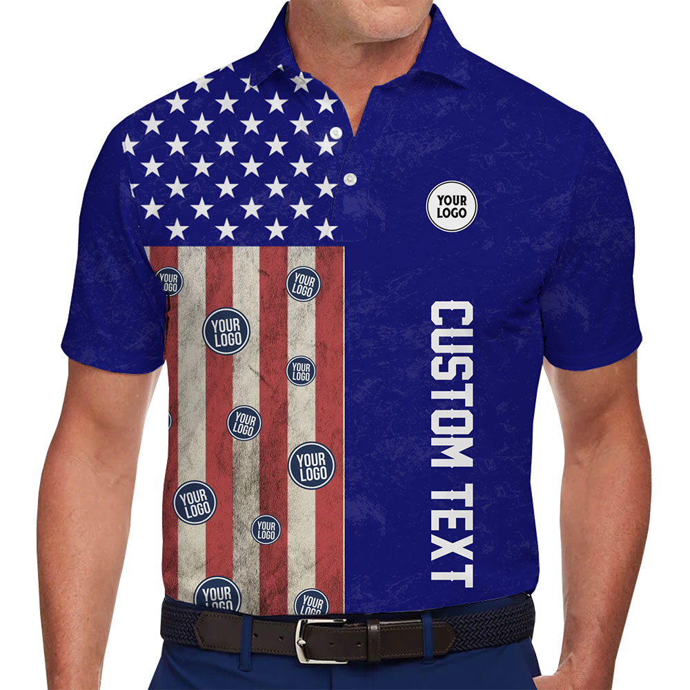 Custom Patriotic Polo Shirt with USA Flag Design and Branding - variant image 1