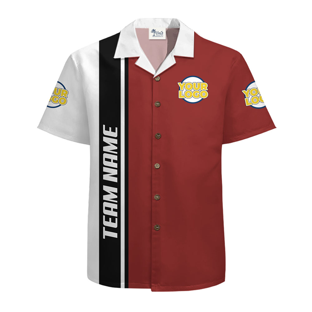 Custom Logo Hawaiian Shirt with Eye-Catching Stripe and Team Details - variant image 1