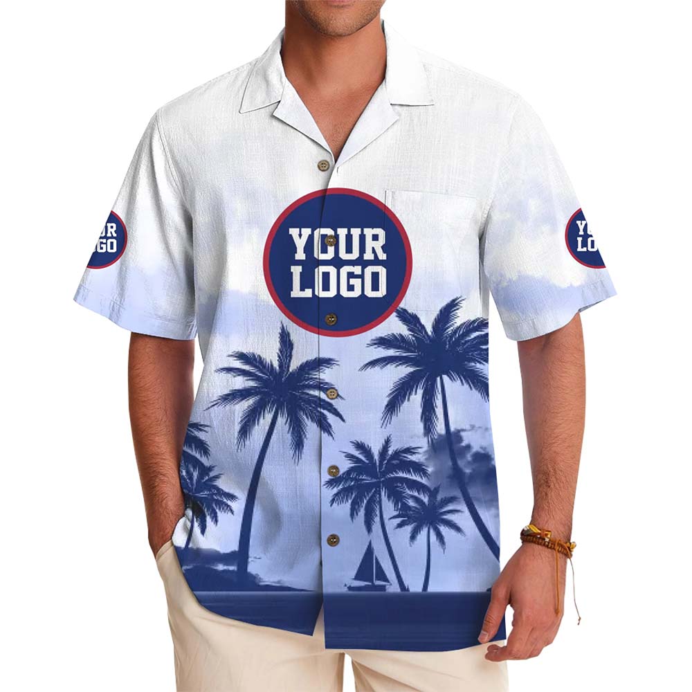Coastal Sky Custom Logo Hawaiian Shirt With Live Preview - variant image 1
