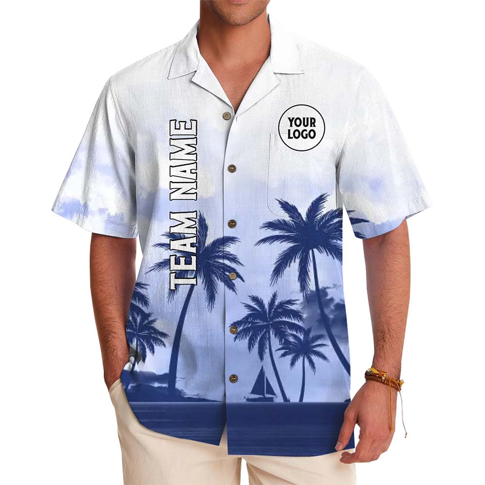 Signature Palm Custom Logo And Name Hawaiian Shirt - variant image 1