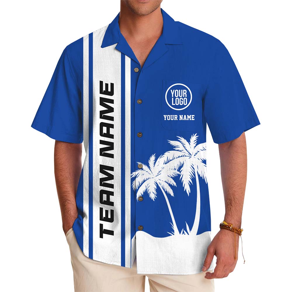 Custom Text And Logo Coastal Statement Hawaiian Shirt - variant image 1