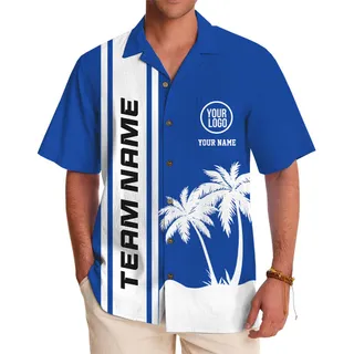 Custom Text And Logo Coastal Statement Hawaiian Shirt