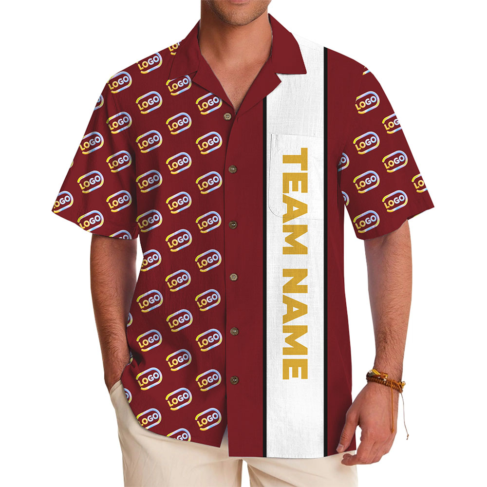 Logo Custom Hawaiian Shirt with Team Name Live Preview - variant image 1