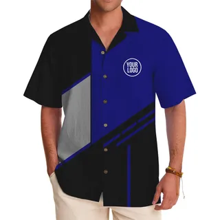 Custom Corporate Hawaiian Shirt with Geometric Style Elements
