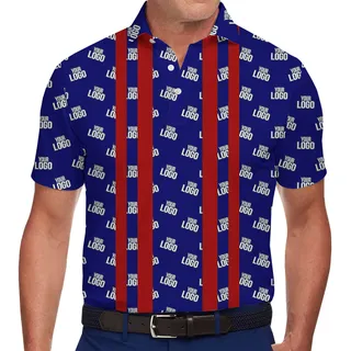 Stylish Polo Shirt with Blue and Red Stripes for Team Branding