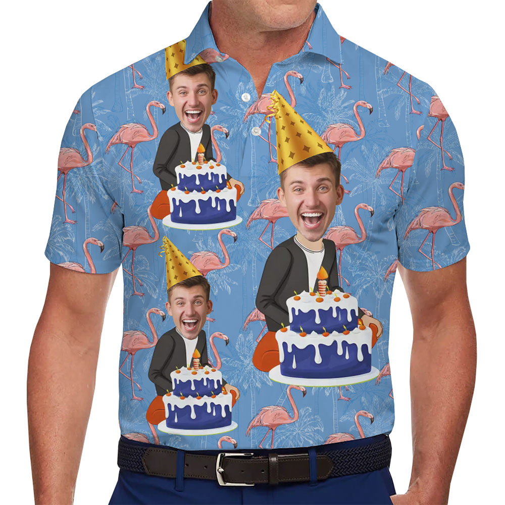 Unique Photo Polo Shirt for Birthdays with Festive Design - variant image 1