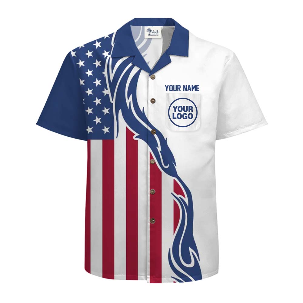 Independence Day Custom Logo And Name Hawaiian Shirt