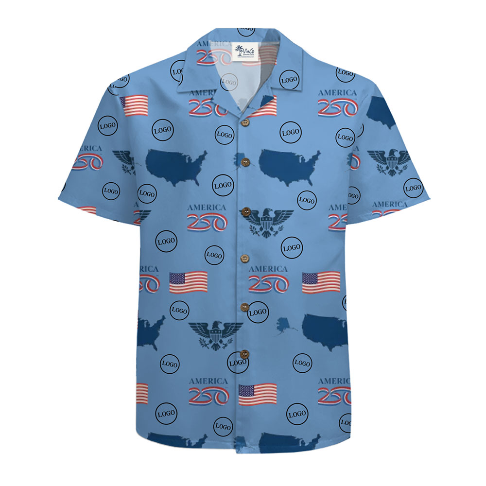 America 250-Themed Button-Up Shirt with Custom Branding Options