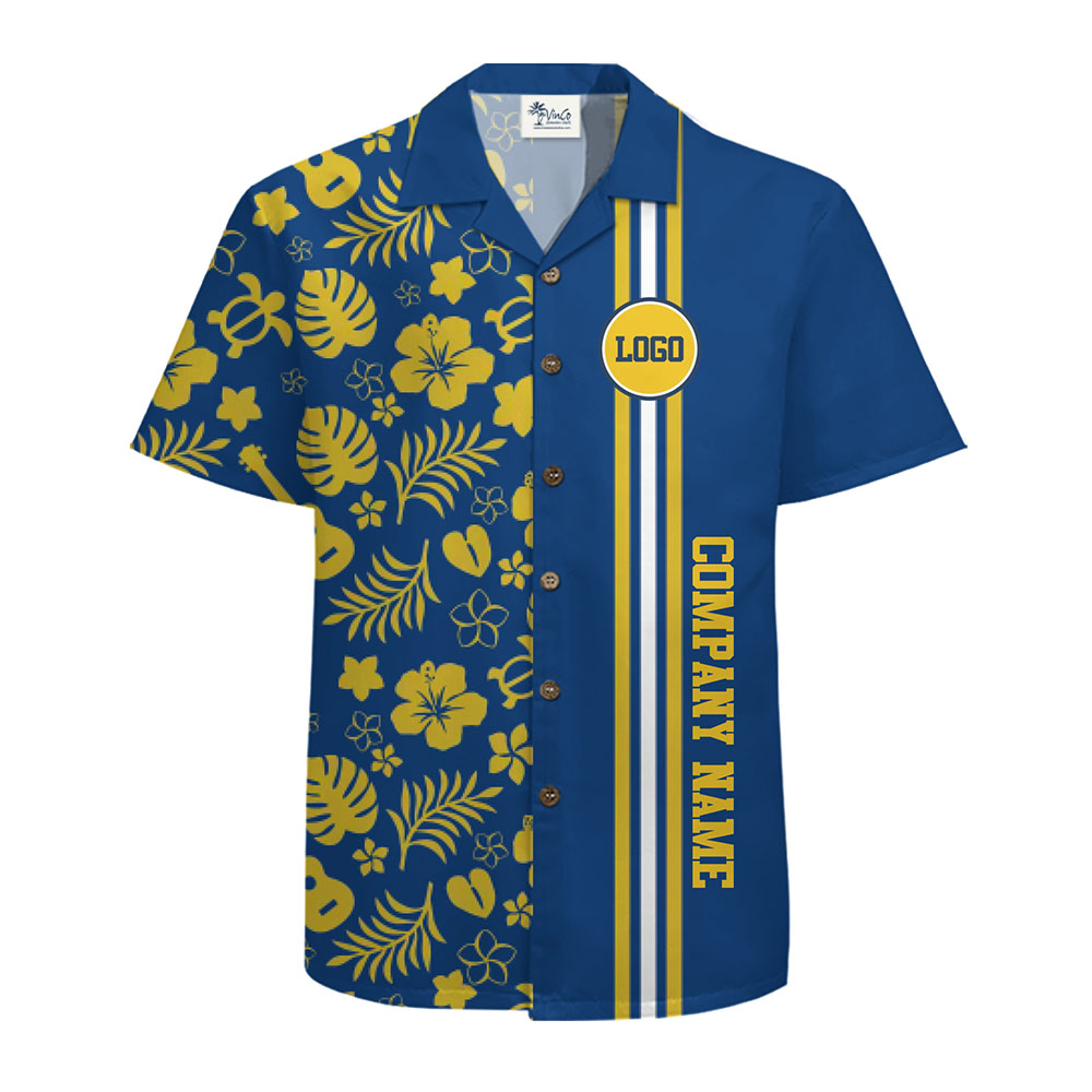 Custom Tropical Hawaiian Shirt with Company Name and Logo Design