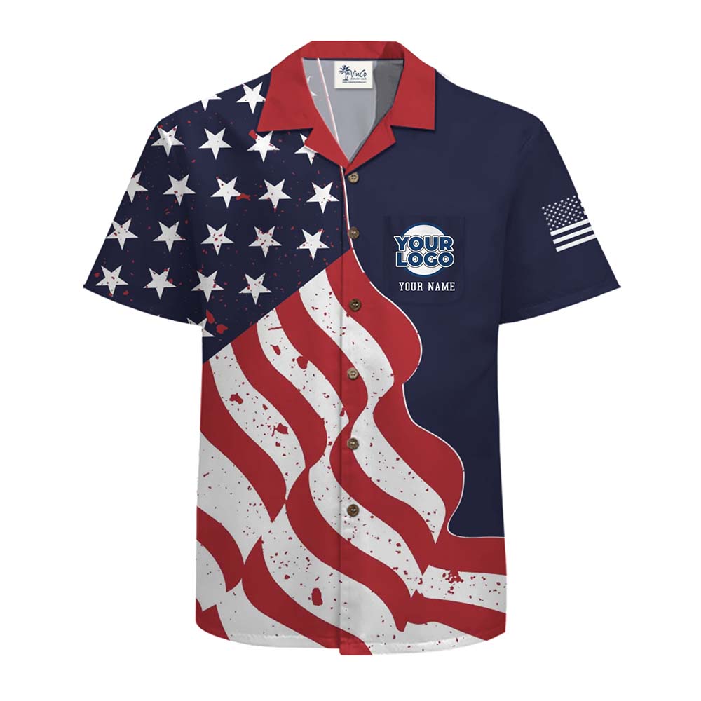 USA Spirit Custom Logo And Name Hawaiian Shirt