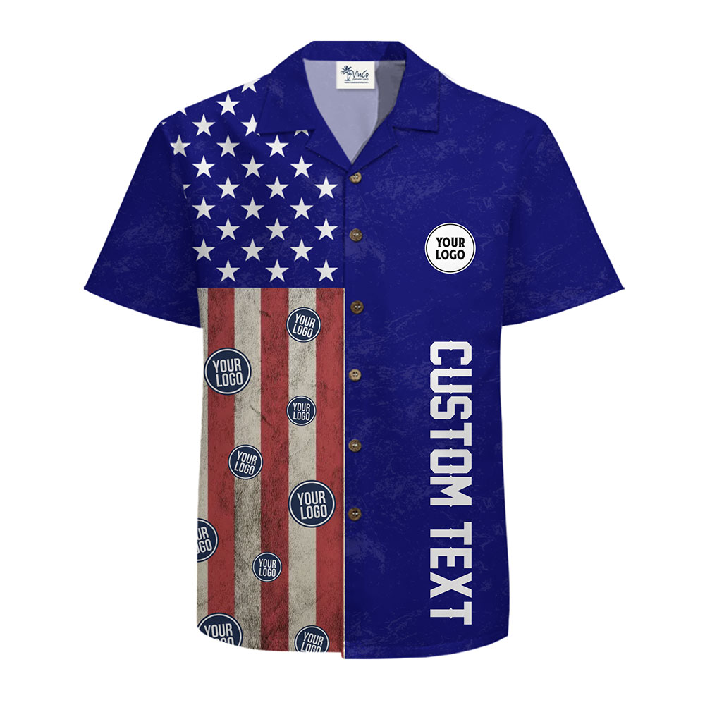 Patriotic Custom Shirt with USA Flag Design and Branding Options