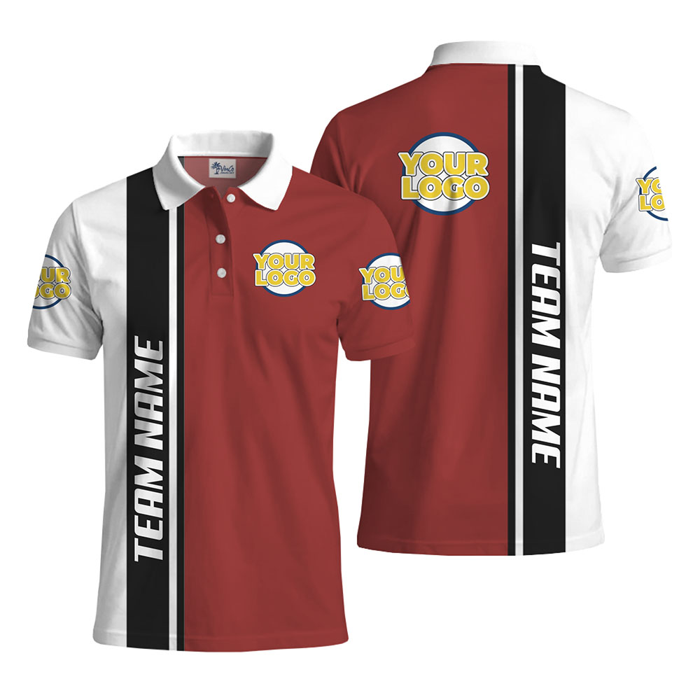 [15 Colors] Logo Polo Shirt with Team Name Customization Live Preview