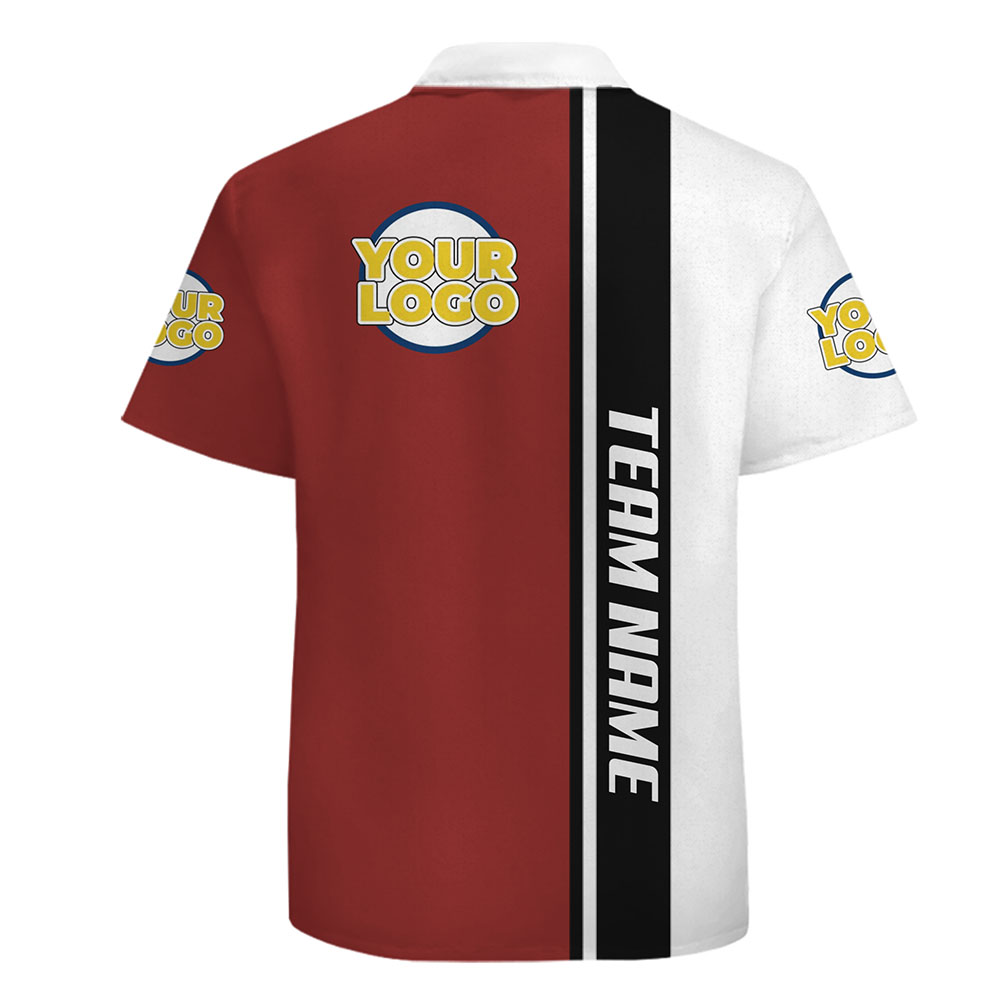 Custom Logo Hawaiian Shirt with Eye-Catching Stripe and Team Details