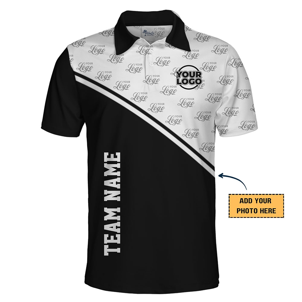 Premium Polo Shirt with Repeated Logo Print and Team Name