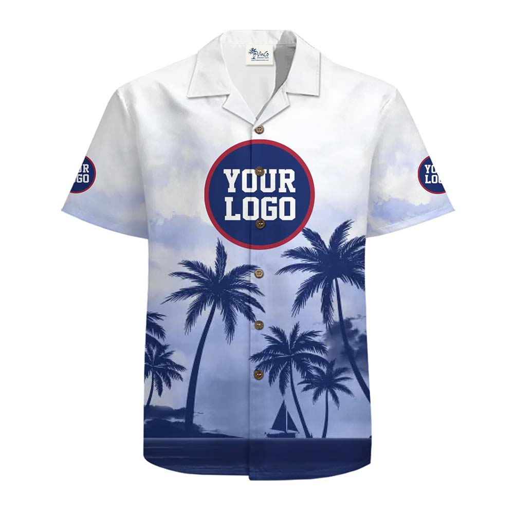 Coastal Sky Custom Logo Hawaiian Shirt With Live Preview