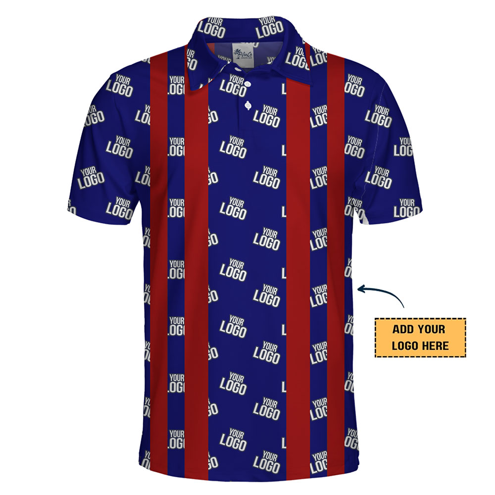 Stylish Polo Shirt with Blue and Red Stripes for Team Branding