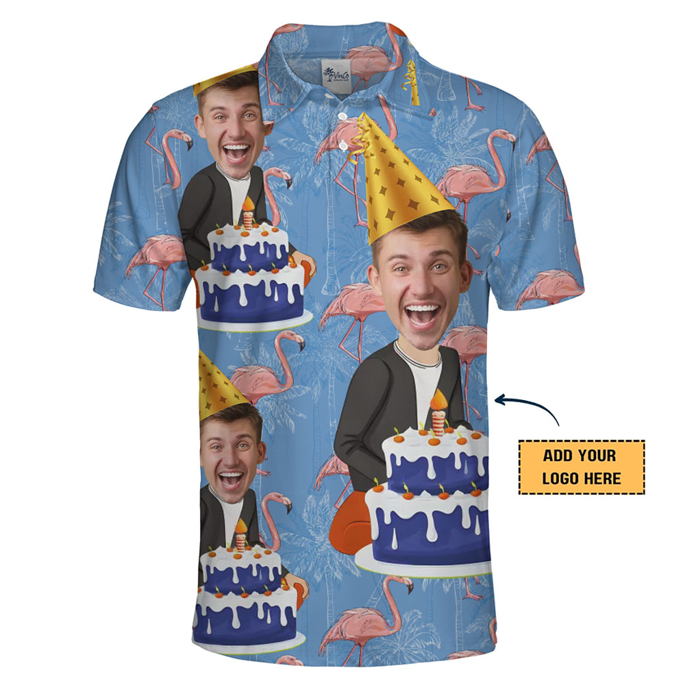 Unique Photo Polo Shirt for Birthdays with Festive Design