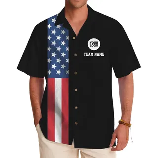 Custom American Flag Hawaiian Shirt with Logo and Team Name