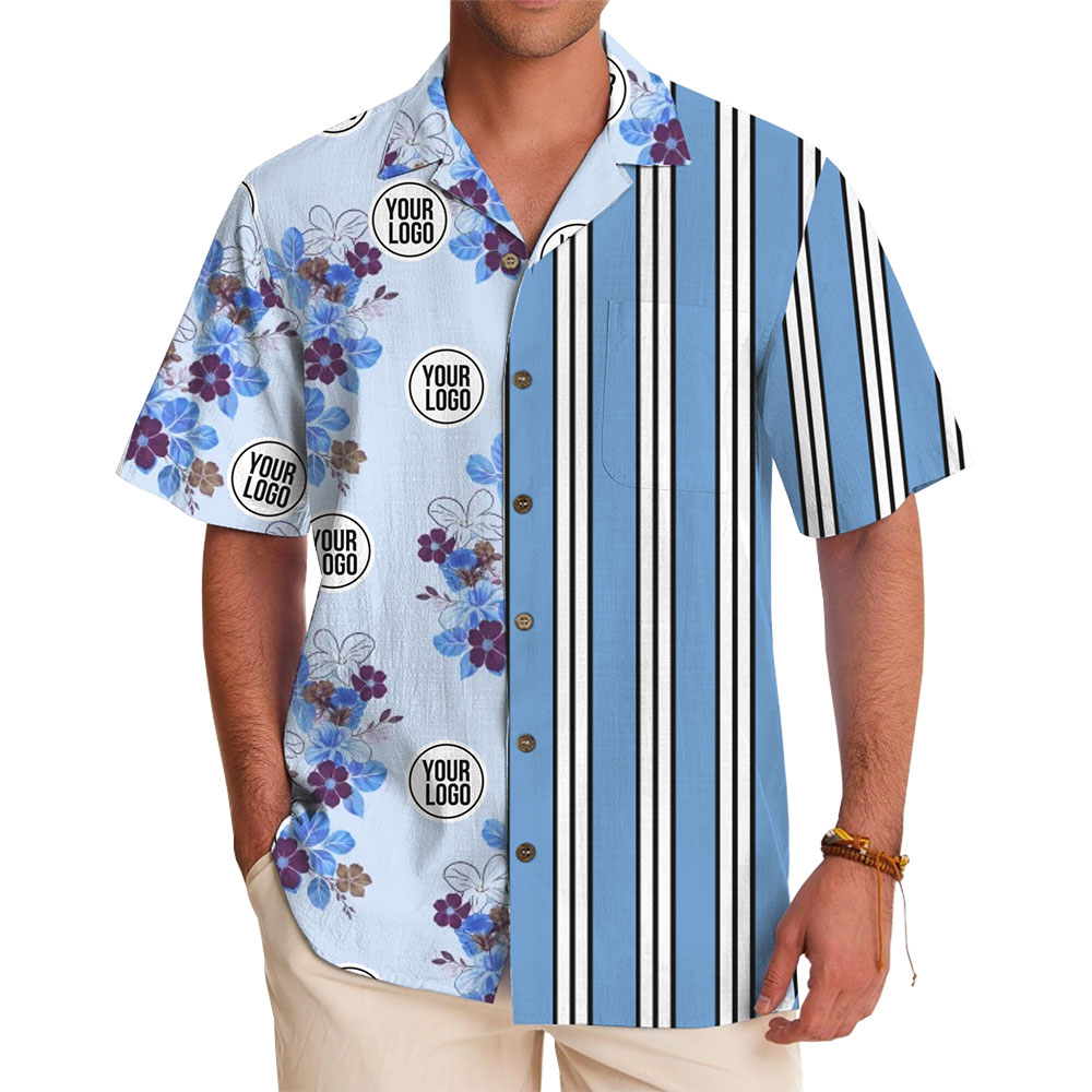 Custom Business Logo Shirt with Floral and Stripe Theme - variant image 1