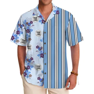 Custom Business Logo Shirt with Floral and Stripe Theme