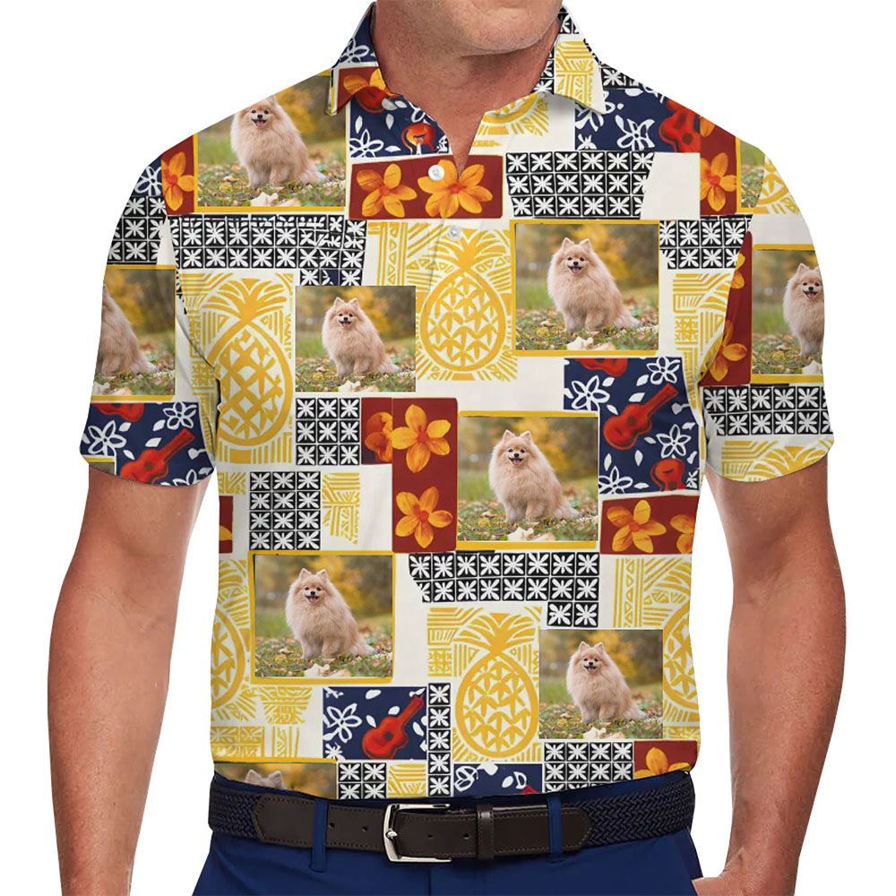 Custom Tropical Pattern Polo Shirt with Photo Collages - variant image 1