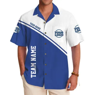 Custom Team Hawaiian Shirt with Logo and Striped Design
